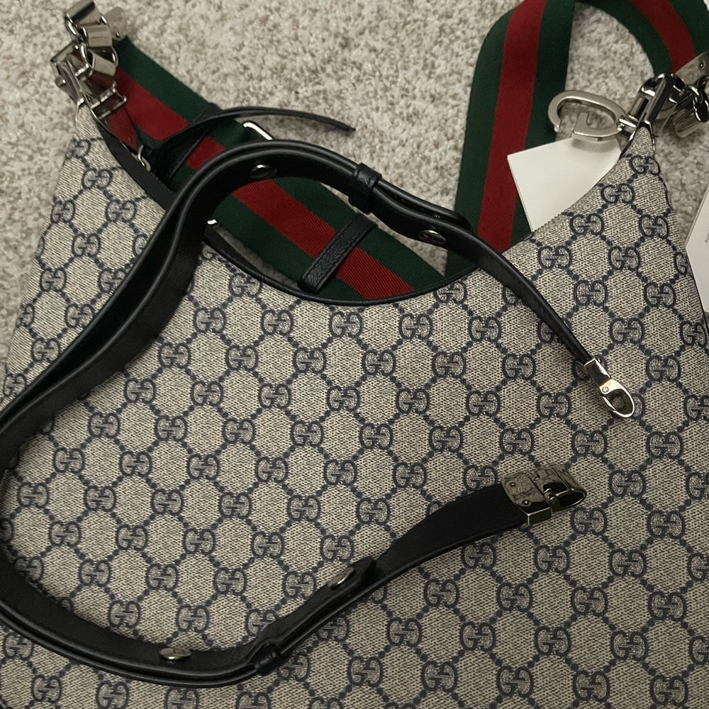 Gucci Attache Large Shoulder Bag In Beige And Ebony Supreme